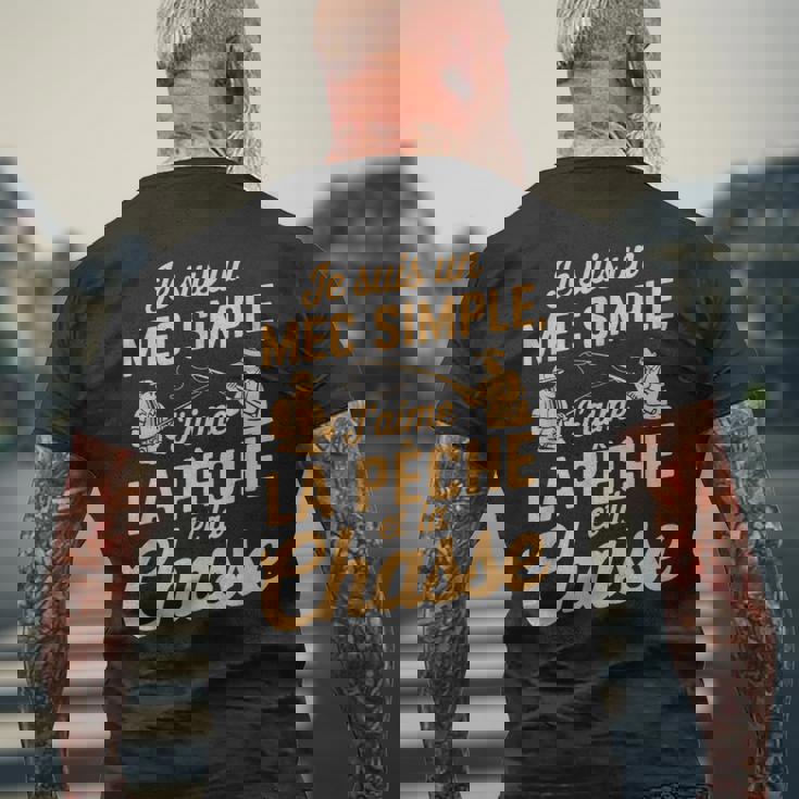 Je Suis Un Mec Simple J'aime Pêche Chasse Humoristique T-shirt imprimé au dos Cadeaux pour les vieillards