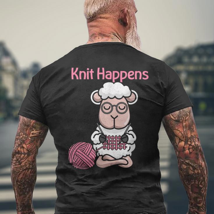 Knit Happens Cute Knitting Sheep For Knitters Men's Back Print T-Shirt Gifts for Old Men Knit Happens Cute Knitting Sheep For Knitters Men's Back Print T-Shirt Gifts for Old Men
