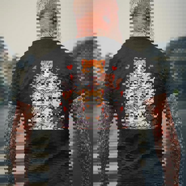 Lindos Gatos Y Gatitos Amantes De Los Gatos Para Niñas Anime Kawaii Gato Camiseta Hombre Estampado Espalda Regalos para ancianos