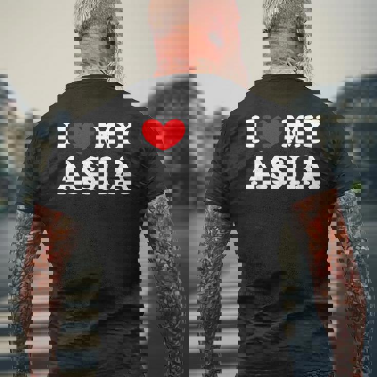 I Love My Asia I Heart My Asia Men's Back Print T-Shirt Gifts for Old Men