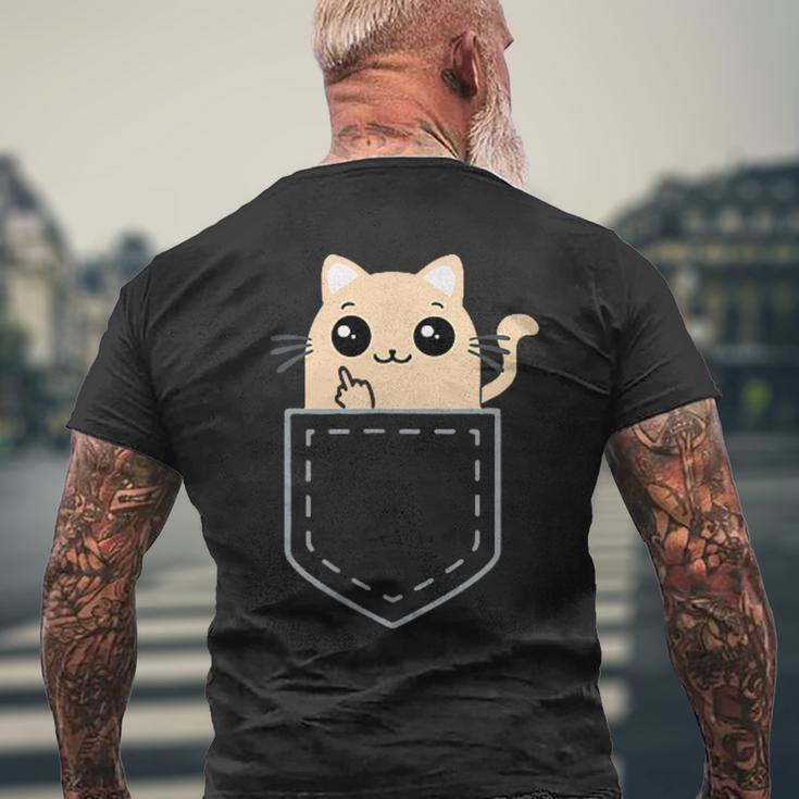 Lustige Katze Mittelfinger Stinkefinger Cat Kawaii T-Shirt mit Rückendruck Geschenke für alte Männer