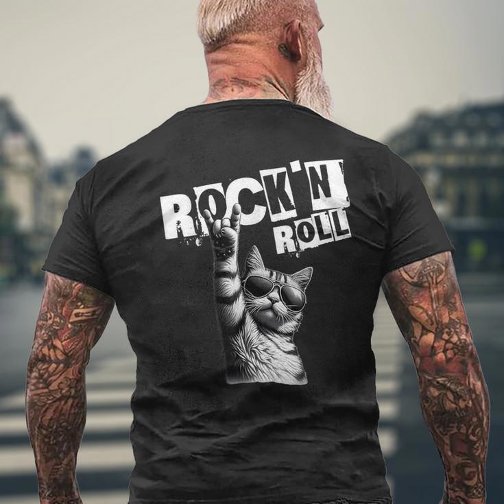 Lustiges Musik Festival Rock Katze Rock N Roll T-Shirt mit Rückendruck Geschenke für alte Männer