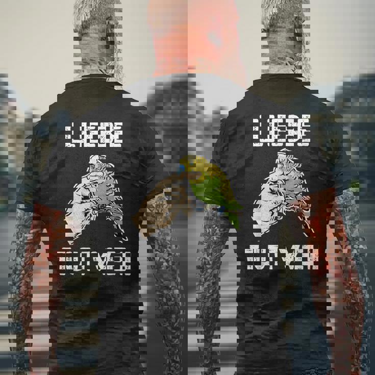 Lustiges Wellensittich Liebe Tut Weh T-Shirt mit Rückendruck Geschenke für alte Männer