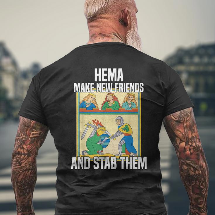 Medieval Sword Fighting Traditions And Tournaments Hema T-Shirt mit Rückendruck Geschenke für alte Männer