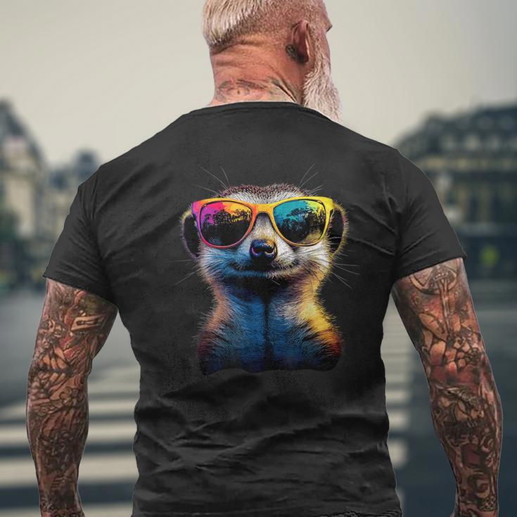 Meerkat With Sunglasses Colourful Popart Cute Meerkat T-Shirt mit Rückendruck Geschenke für alte Männer