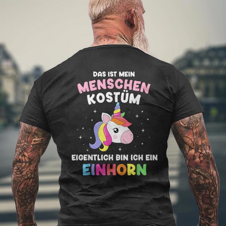 Mein Menschen Bin Einhorn For Carnival T-Shirt mit Rückendruck Geschenke für alte Männer