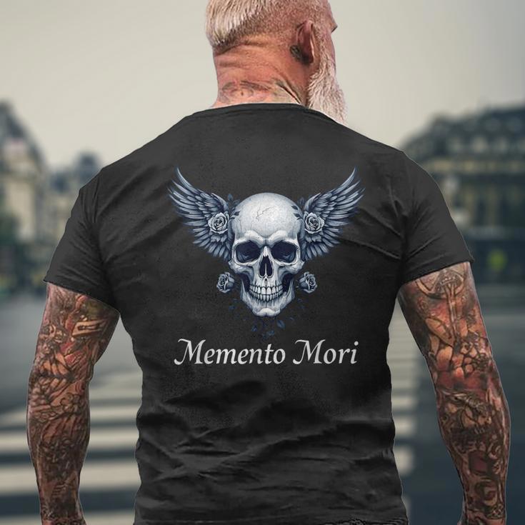 Memento Mori Gothic Skull & Wings T-Shirt mit Rückendruck Geschenke für alte Männer