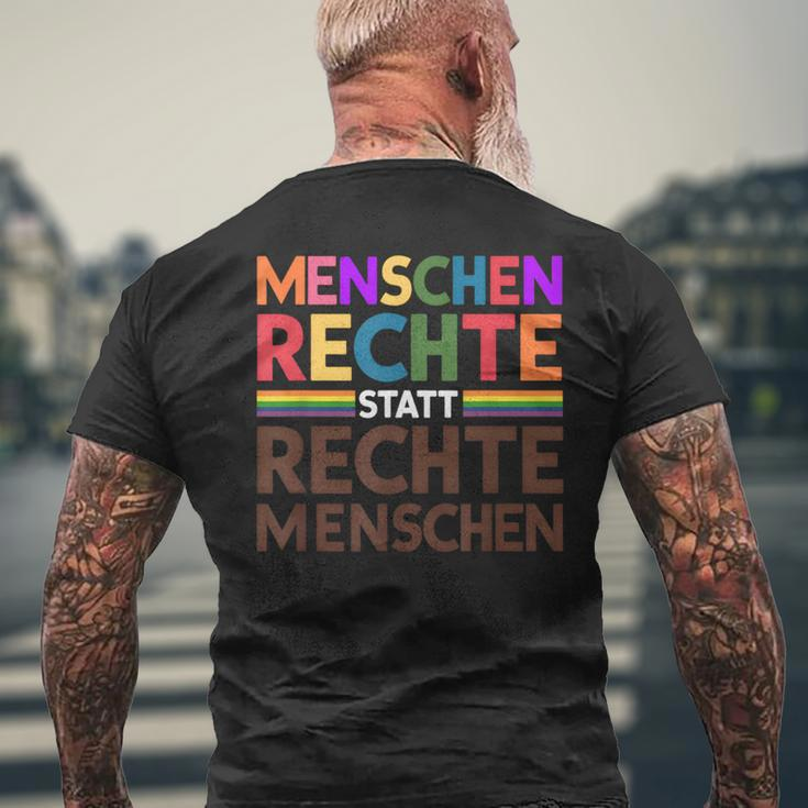 Menschenrechte Statt Rechte Menschen Regenbogen Spruch T-Shirt mit Rückendruck Geschenke für alte Männer