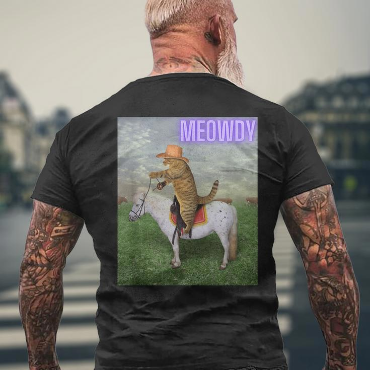 Meowdy Meme Cat And Pony T-Shirt mit Rückendruck Geschenke für alte Männer