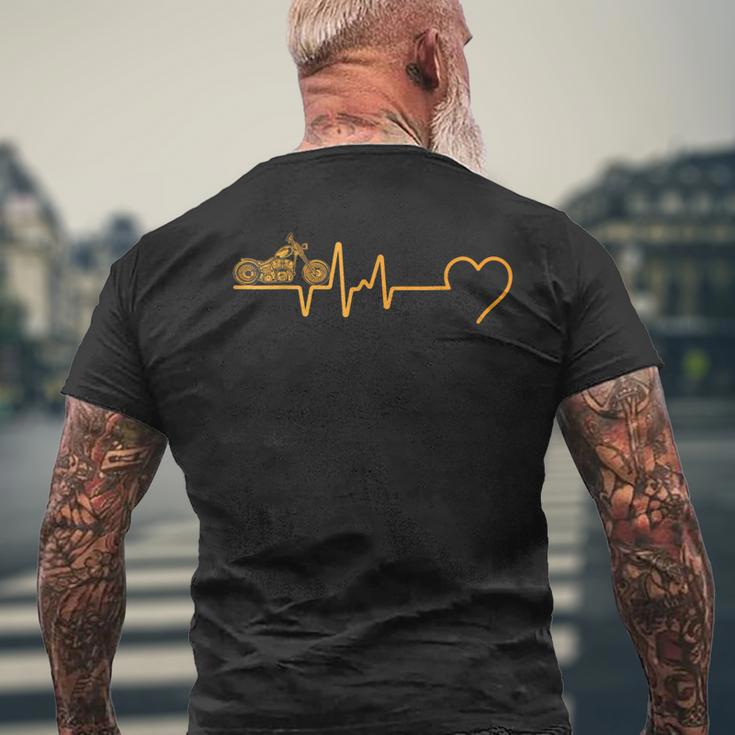 Motorcycle Heartbeat Biker Ecg Line Frequency Motorcyclist T-Shirt mit Rückendruck Geschenke für alte Männer