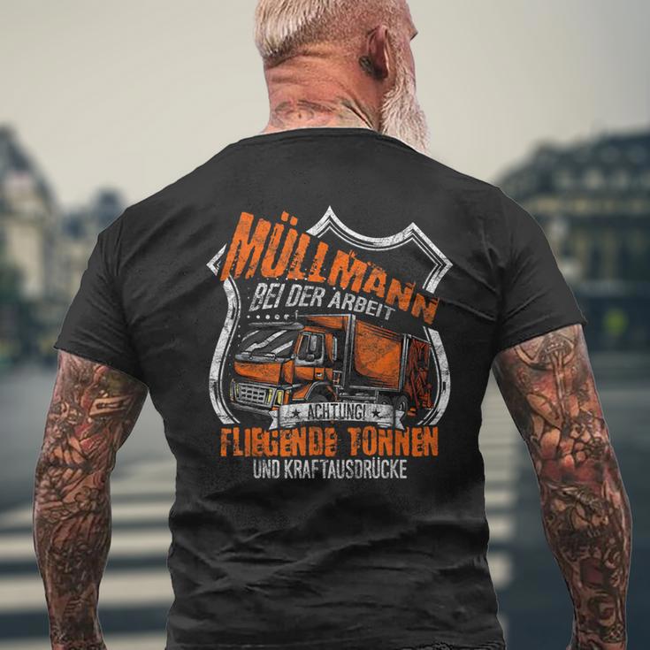 Müllmann Bei Der Arbeit Müllwerker Müllfahrer T-Shirt mit Rückendruck Geschenke für alte Männer