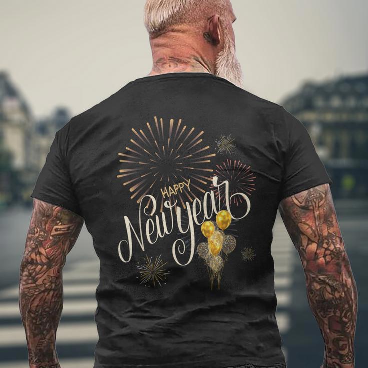 New Year's Eve Fireworks Happy New Year 2024 T-Shirt mit Rückendruck Geschenke für alte Männer