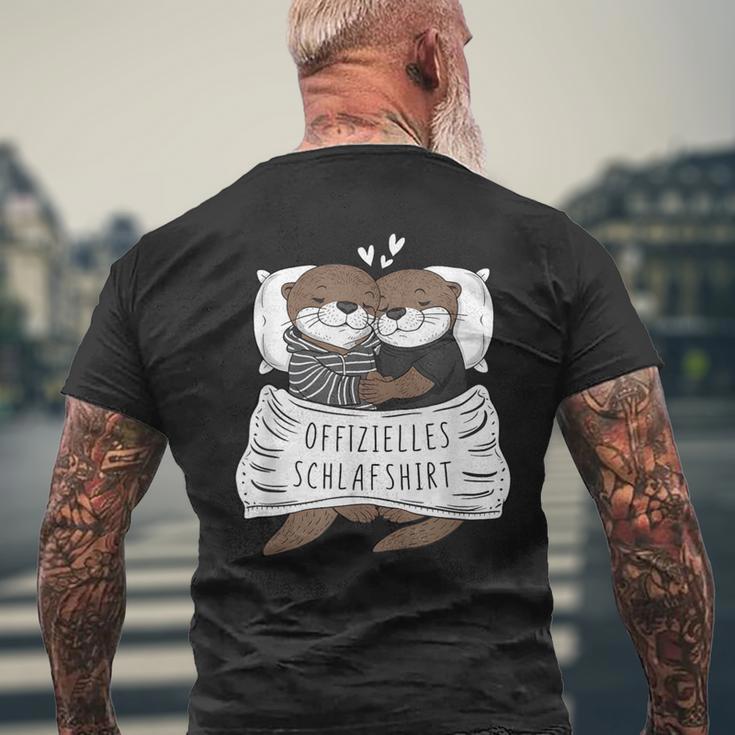 Official Sleep Cute Otter Couple Sleep T-Shirt mit Rückendruck Geschenke für alte Männer