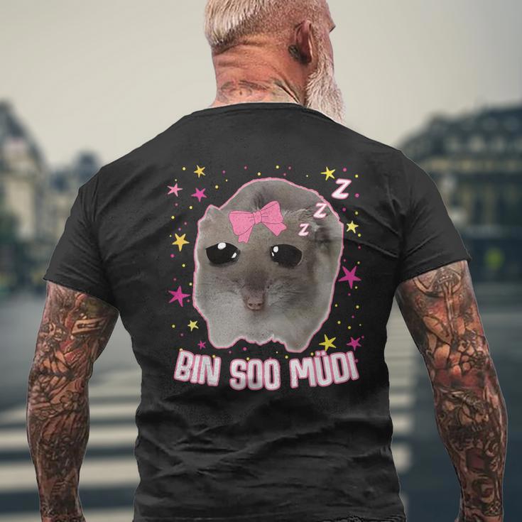 Offizielles Schlaf Sad Hamster Meme Bin So Müdi Schlaf T-Shirt mit Rückendruck Geschenke für alte Männer