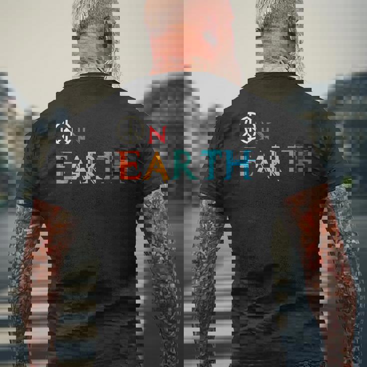 Peace On Earth Peace Sign Symbol Hippie World Love Pacifist Men's Back Print T-Shirt Gifts for Old Men