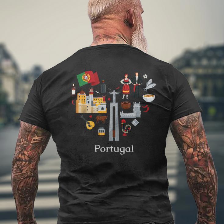 Portugal Lisbon Card Icon Traditional Keepsake T-Shirt mit Rückendruck Geschenke für alte Männer