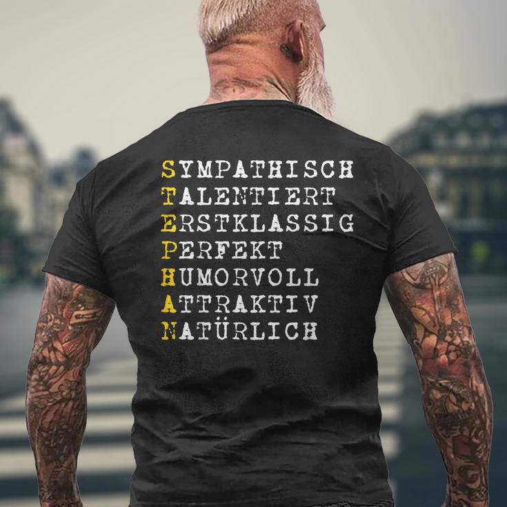 Positive Features Character Name Stephan T-Shirt mit Rückendruck Geschenke für alte Männer