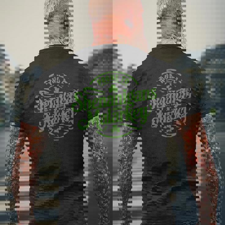 Prone To Shenanigans Malarkey Clovers St Patrick's Day Men's T-shirt Back Print Gifts for Old Men