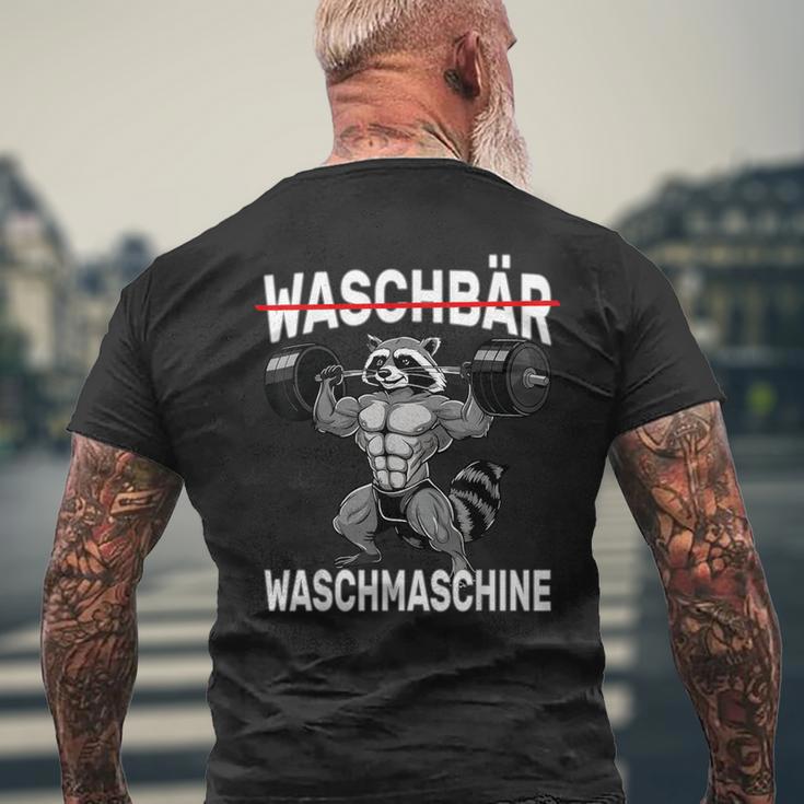 Raccoon Washing Machine Bodybuilding Fitness Gym T-Shirt mit Rückendruck Geschenke für alte Männer