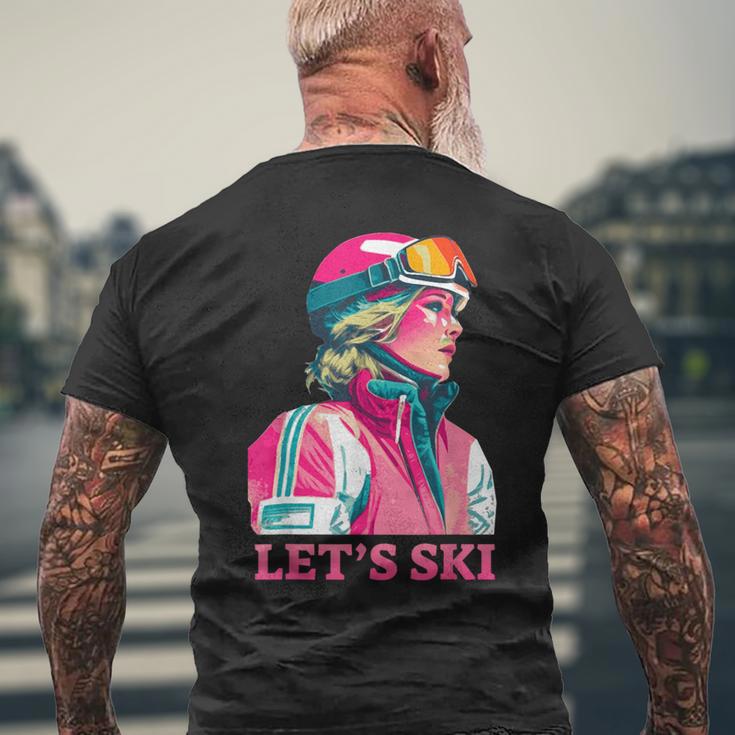 Retrointage Ski 80Er 90Er Jahre Skifahren Outfit Herren Damen T-Shirt mit Rückendruck Geschenke für alte Männer