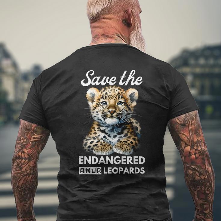Save The Endangered Amur Leopard Watercolor Cute Cub Men's Back Print T-Shirt Gifts for Old Men Save The Endangered Amur Leopard Watercolor Cute Cub Men's Back Print T-Shirt Gifts for Old Men