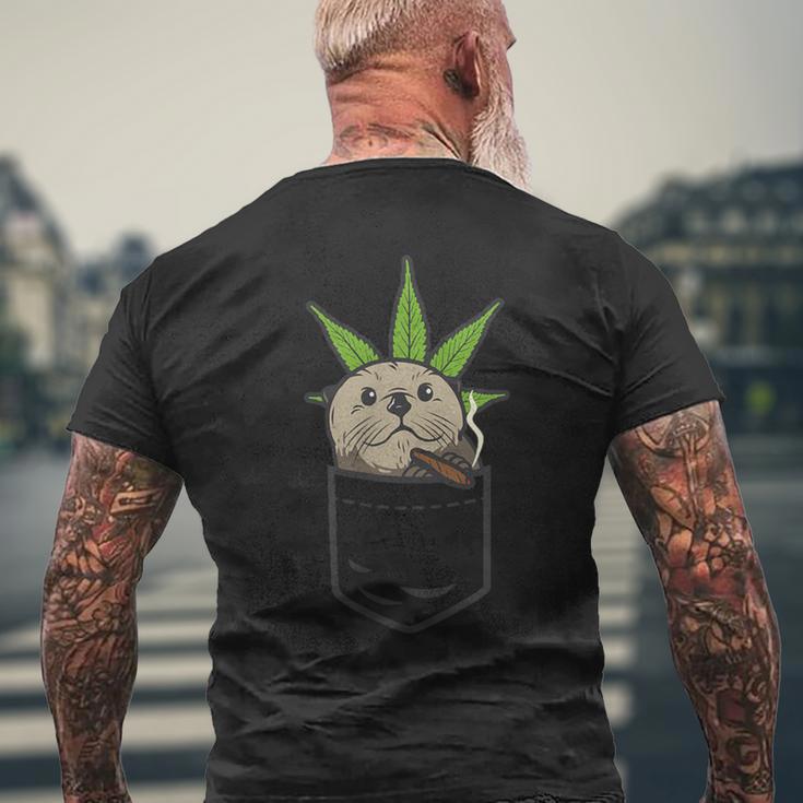 Sea Otter Smoking Weed Cannabis Blunt 420 Thc Stoner T-Shirt mit Rückendruck Geschenke für alte Männer