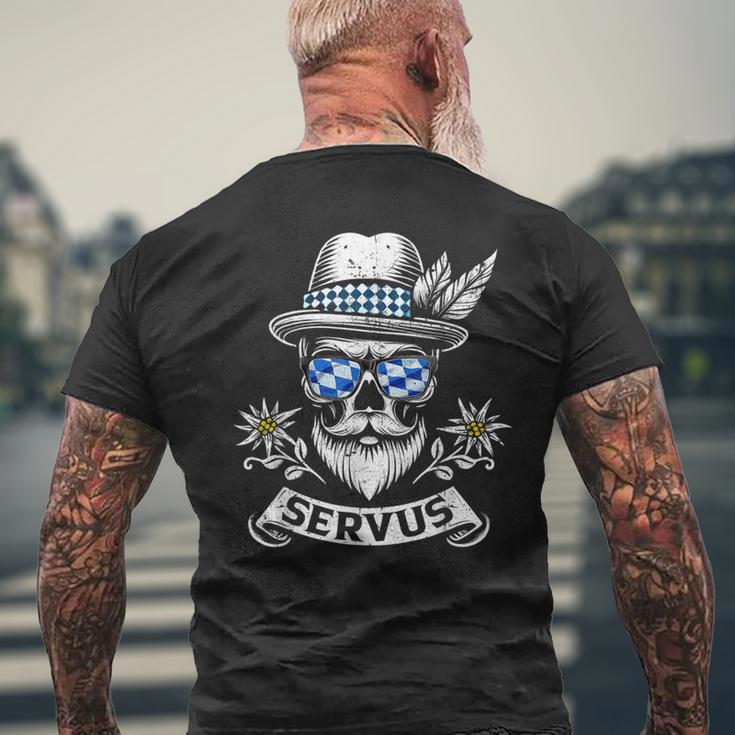 Servus Bayern Skull Bavarian Bua Costume Servus T-Shirt mit Rückendruck Geschenke für alte Männer