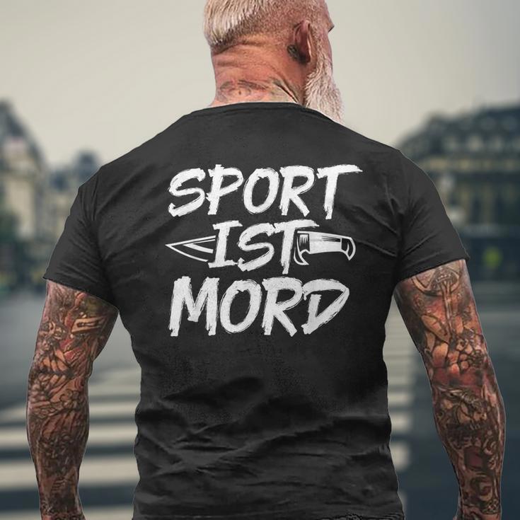 Sport Ist Mord Anti Unsporty Knife Lazy Retro T-Shirt mit Rückendruck Geschenke für alte Männer