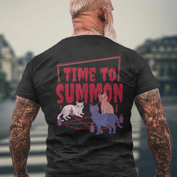 Time To Summon Satanic Cats With Pentagram Cat Pet T-Shirt mit Rückendruck Geschenke für alte Männer