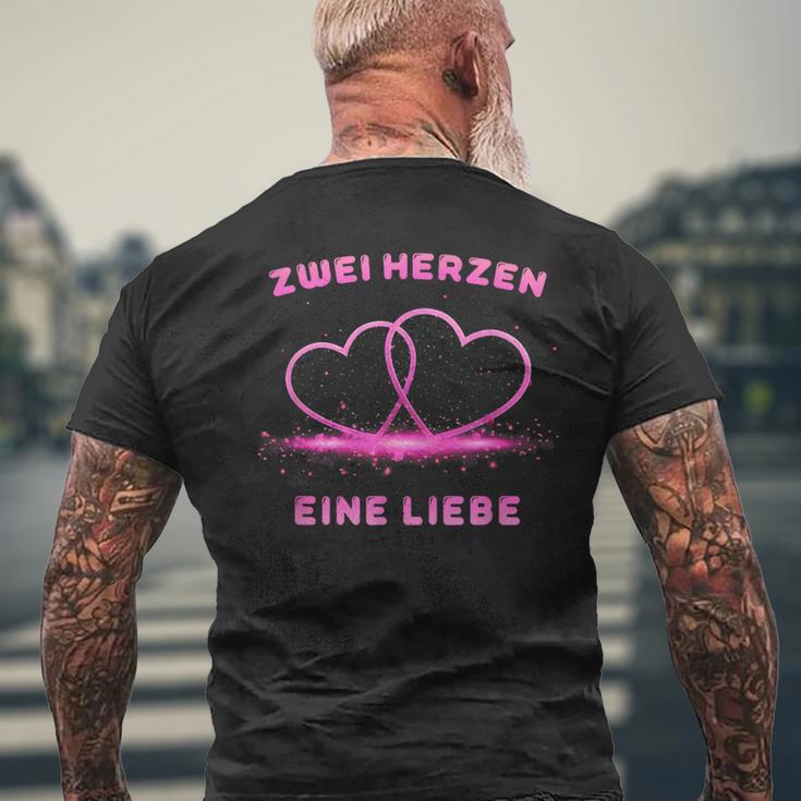 Two Hearts One Love T-Shirt mit Rückendruck Geschenke für alte Männer