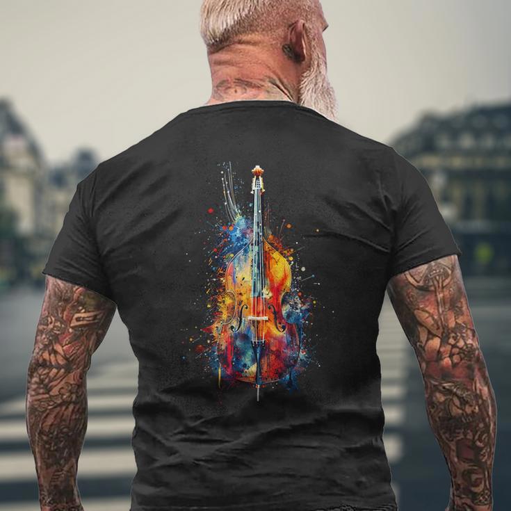 Upright Bass Instrument On Colourful Lacquered Double Bass T-Shirt mit Rückendruck Geschenke für alte Männer