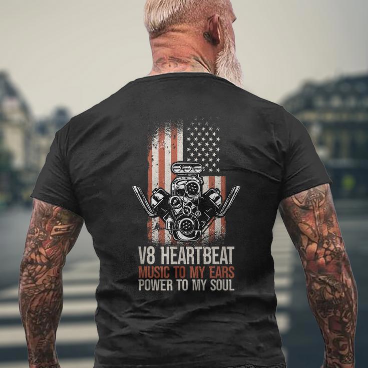 V8 Heartbeat American Muscle Cars Usa Engine8 Muscle Car T-Shirt mit Rückendruck Geschenke für alte Männer