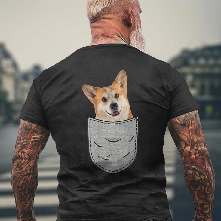 Welsh Corgi Pembroke Chest Pocket For Dog Owners T-Shirt mit Rückendruck Geschenke für alte Männer