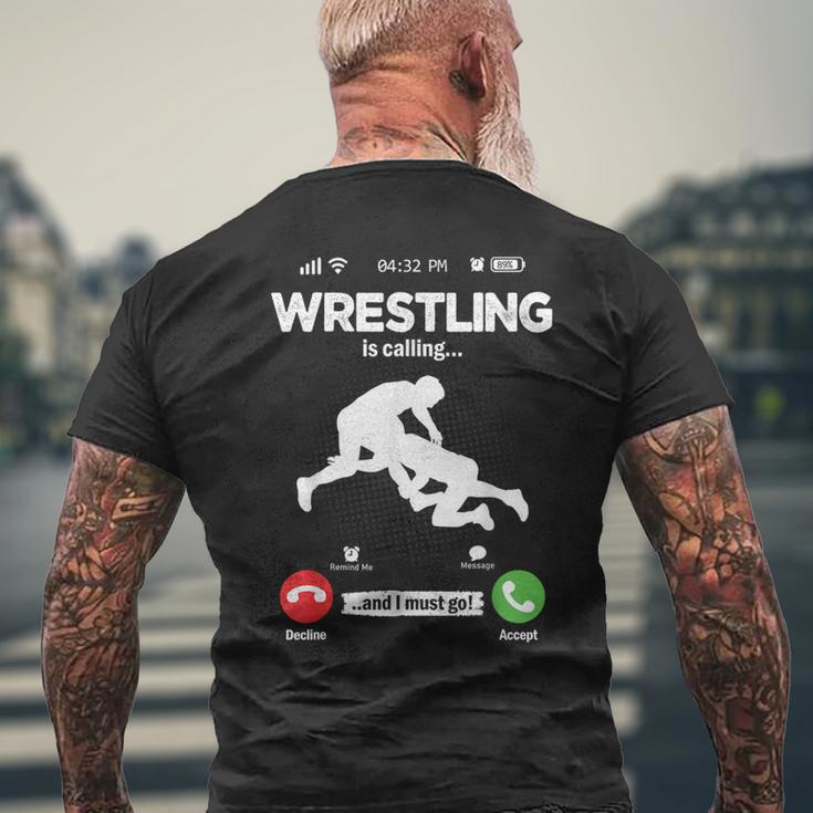 The Wrestling Calls Retro Wrestling Wrestling T-Shirt mit Rückendruck Geschenke für alte Männer