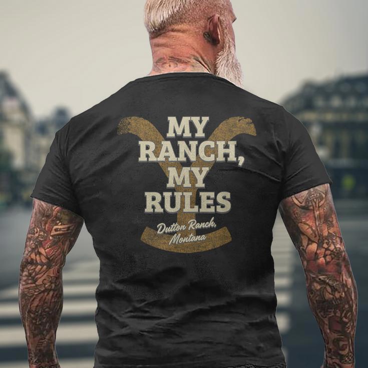 Yellowstone My Ranch My Rules Dutton Ranch Big Chest Logo T-Shirt mit Rückendruck Geschenke für alte Männer