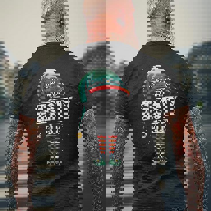 Zesty Elf Christmas Group Xmas Pajama Party Men's Back Print T-Shirt Gifts for Old Men