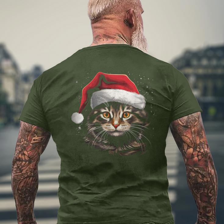 Cat With Christmas Hat Christmas Cat Santa T-Shirt mit Rückendruck Geschenke für alte Männer