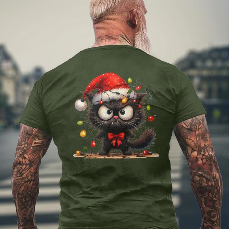 Christmas Grumpy Angry Cat Naughty Fairy Lights T-Shirt mit Rückendruck Geschenke für alte Männer