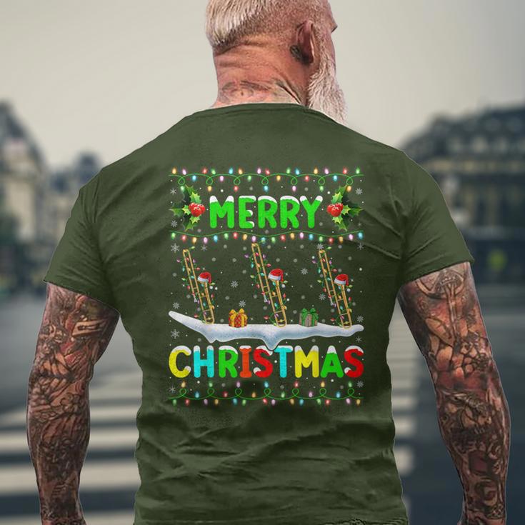 Christmas Trombone Lighting Santa Hat Merry Christmas Trombone T-Shirt mit Rückendruck Geschenke für alte Männer