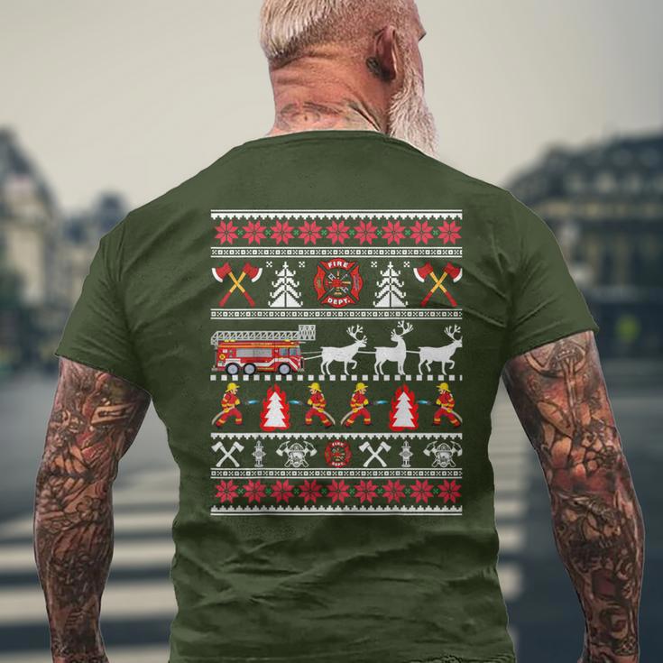 Fireman Ugly Christmas Sweater Fireman Fire Brigade T-Shirt mit Rückendruck Geschenke für alte Männer