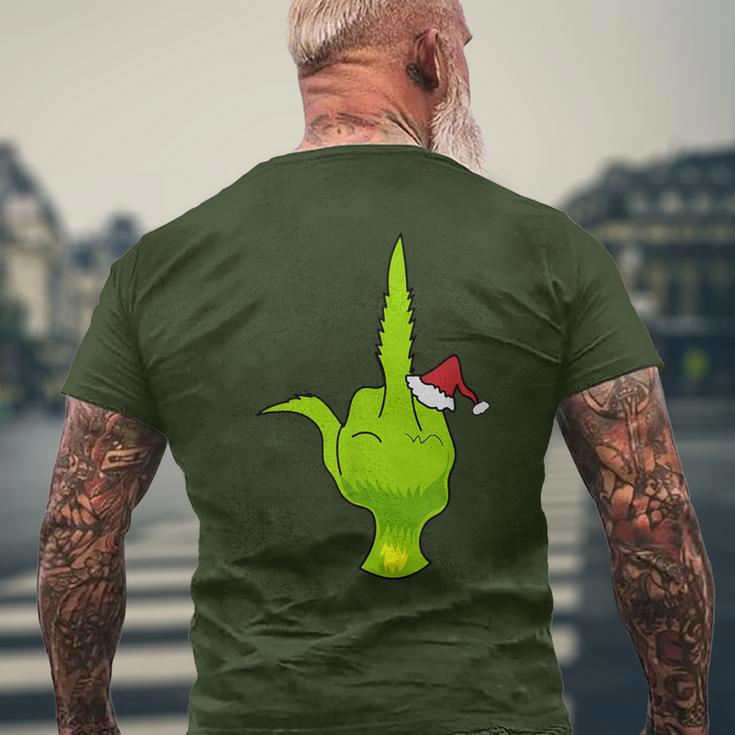 Green Hand Middle Finger Santa T-Shirt mit Rückendruck Geschenke für alte Männer