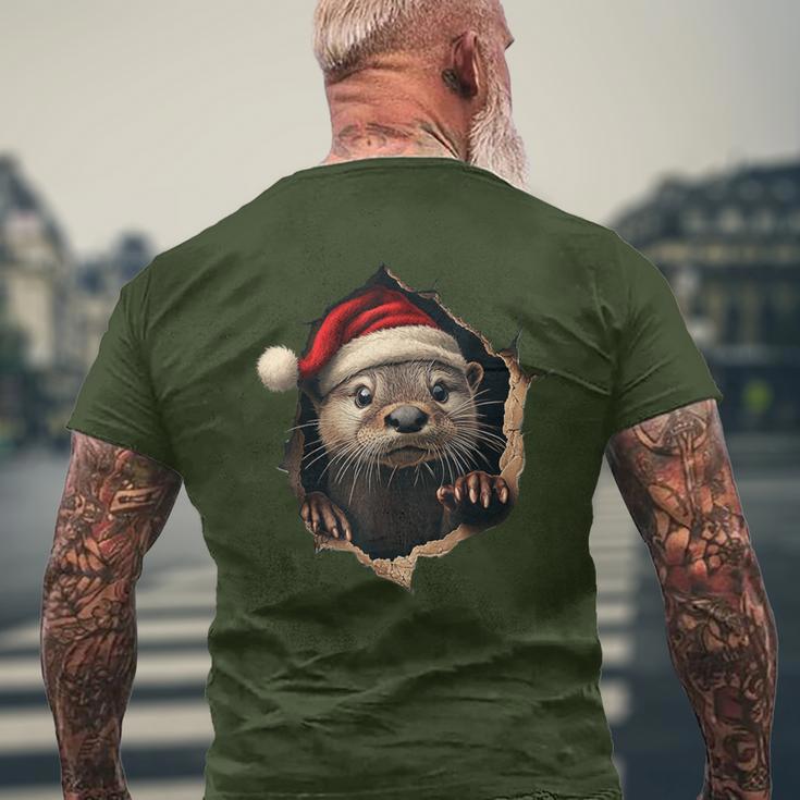 Otter With Christmas Hat Sunglasses Cute Otter T-Shirt mit Rückendruck Geschenke für alte Männer