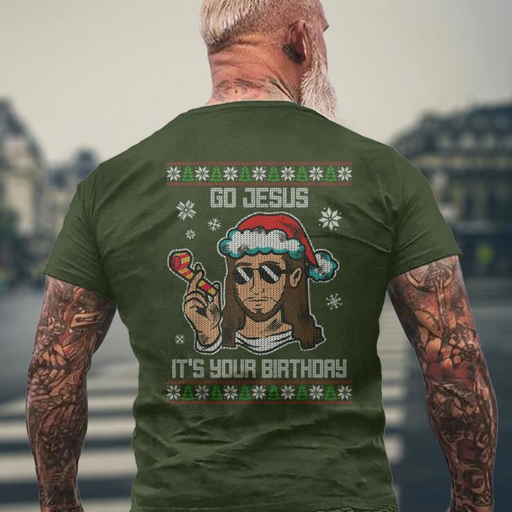 Go Jesus Birthday Ugly Christmas Sweater Christmas Jumper T-Shirt mit Rückendruck Geschenke für alte Männer