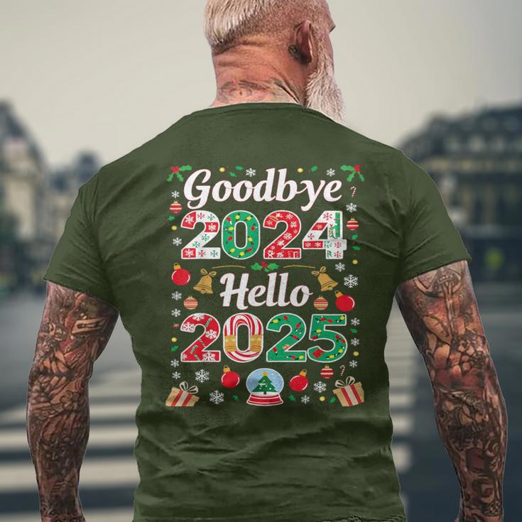 Goodbye 2024 Hello 2025 Merry Christmas Happy New Year 2025 T-Shirt mit Rückendruck Geschenke für alte Männer