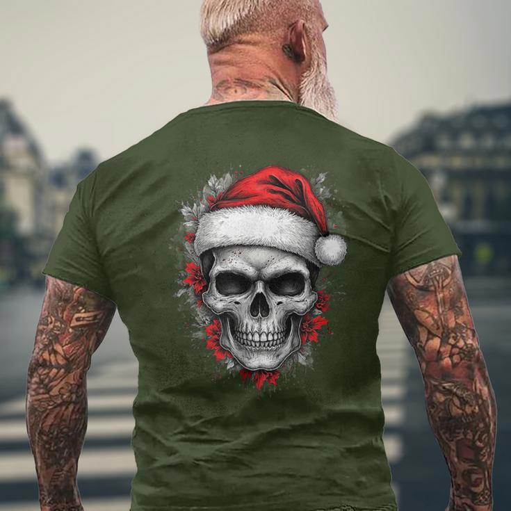 Heavy Xmas Skull With Santa Hat Ugly Hohoho Ho T-Shirt mit Rückendruck Geschenke für alte Männer