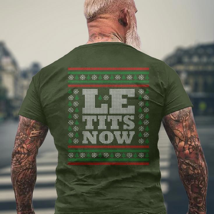 Le Tits Now Ugly Jumper Christmas Lass Es Snow Christmas T-Shirt mit Rückendruck Geschenke für alte Männer