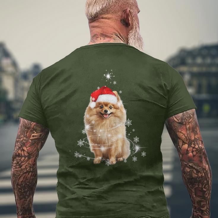 Pomeranian Christmas Tree Santa Hat Lights Jumper T-Shirt mit Rückendruck Geschenke für alte Männer