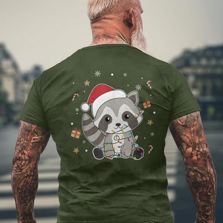 Raccoon Christmas Animals Fairy Lights Raccoon T-Shirt mit Rückendruck Geschenke für alte Männer