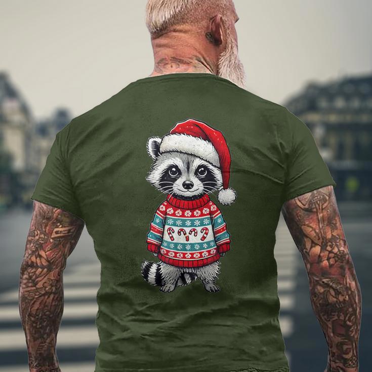 Raccoon Ugly Sweater Santa Hat Christmas T-Shirt mit Rückendruck Geschenke für alte Männer