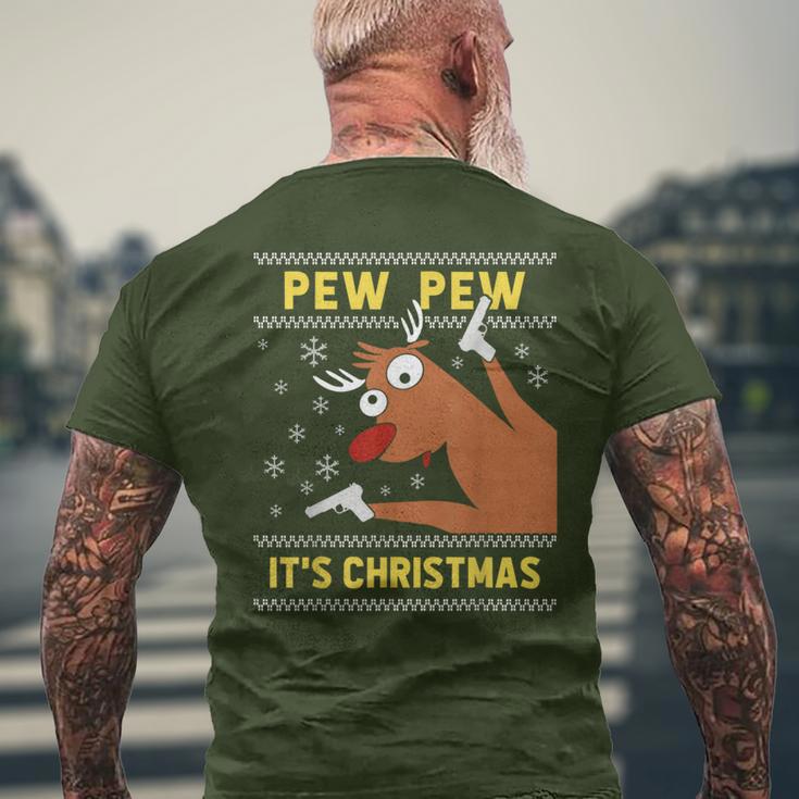 Ugly Christmas Sweater Pew Pew Crazy Reindeer Xmas T-Shirt mit Rückendruck Geschenke für alte Männer